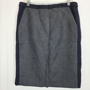 NWT J.Crew No. 2 Pencil Skirt in Colorblock Wool - Gray/Navy - Size 12